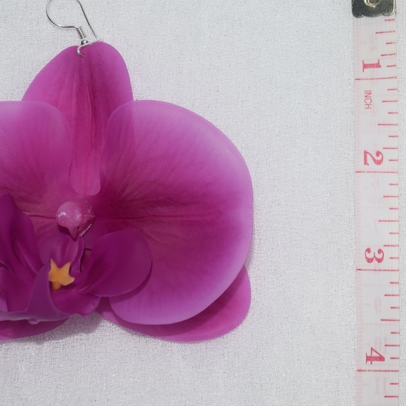 Fuchsia Phalaenopsis Orchid True Touch Artificial Earrings. - Picture 11 of 11